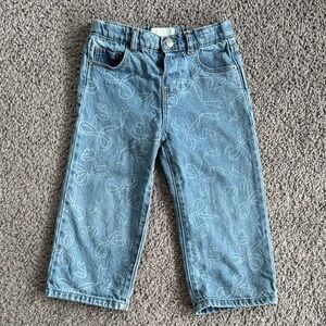 Zara Kids Light Blue Bow Patterned Jeans - 3T
